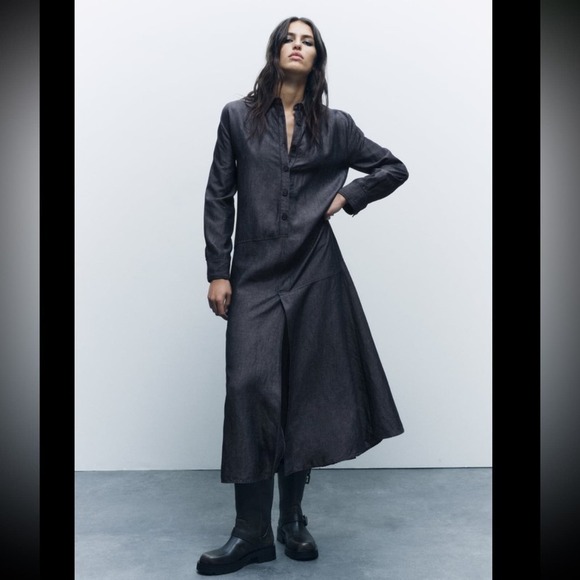 Zara Dresses & Skirts - ZARA LINEN BLEND SHIRT DRESS ZW COLLECTION - SIZE XS and S - BRAND NEW WITH TAG